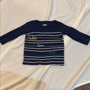 Crazy 8 Navy Long Sleeve Tee with Stripes